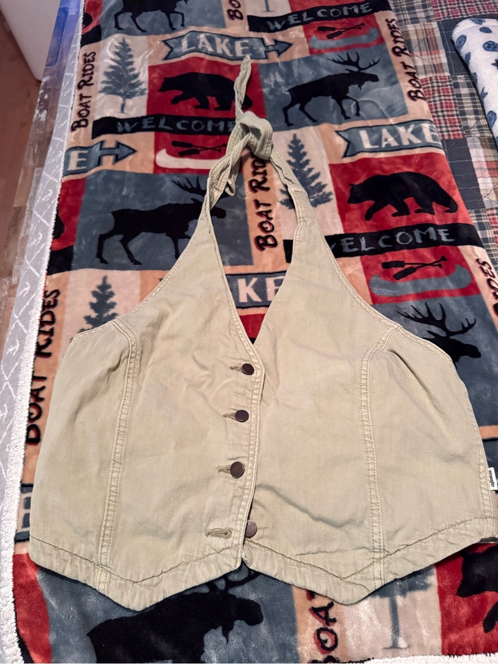 Wrangler Light Khaki Halter Button-Front Kids Vest